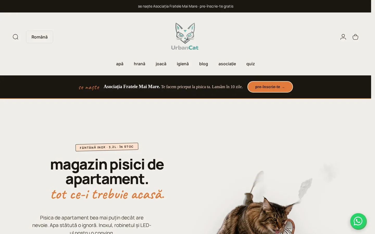 Magazin online Shopify UrbanCat pentru pisici de apartament